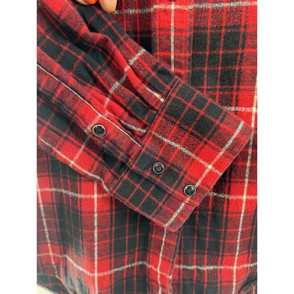 IRO Women’s Long Sleeve Flannel Snap Front Cotton Plaid Top Grommet Detail 38/6 - Picture 6 of 10